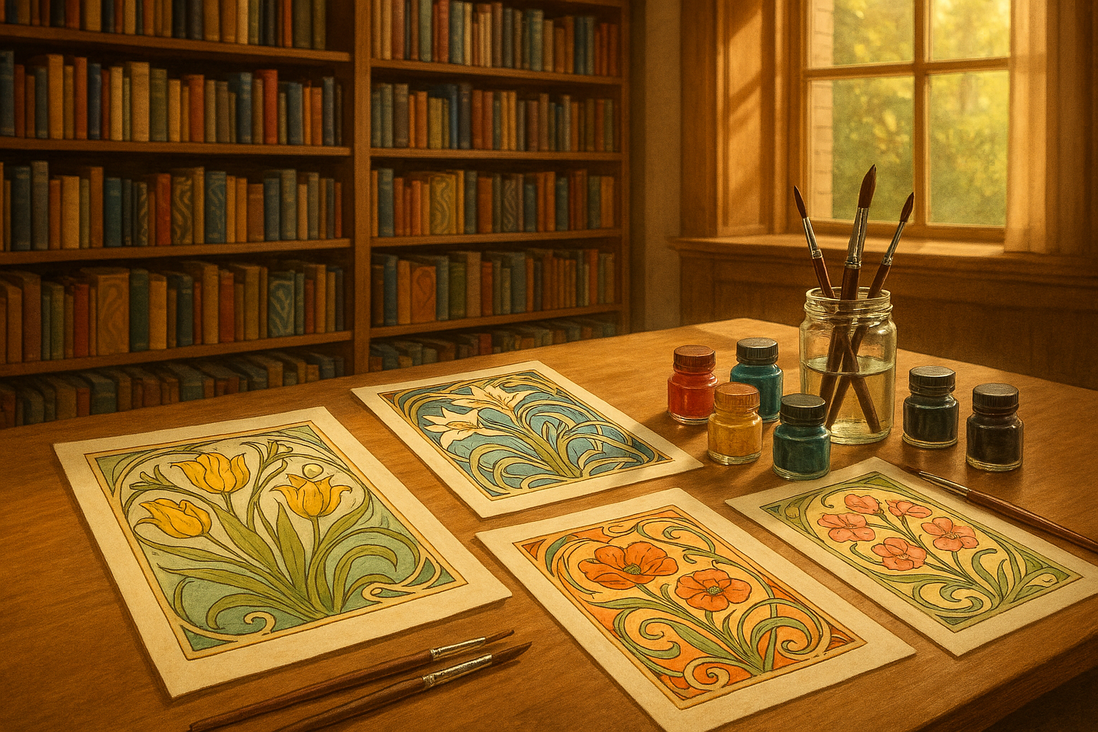 Malujeme akrylovými barvami – secesní květy