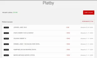 Můj účet záloha a platby