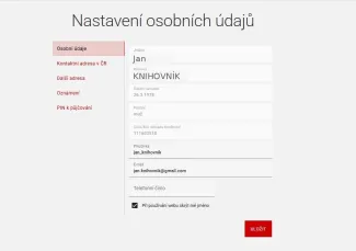 Nastavení osobních údajů