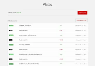 Platby dobít zálohu