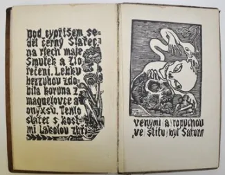 Vidění sedmera dnů a planet – ukázka textu vyrytého do dřevěné desk